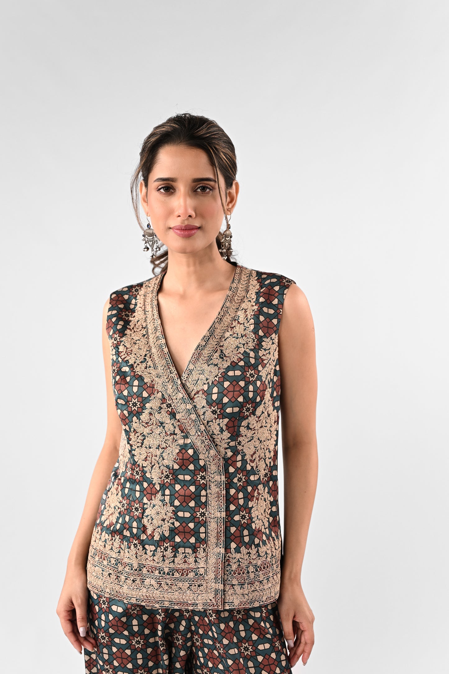 Thread Embroidered Modal Satin Co-ord Set