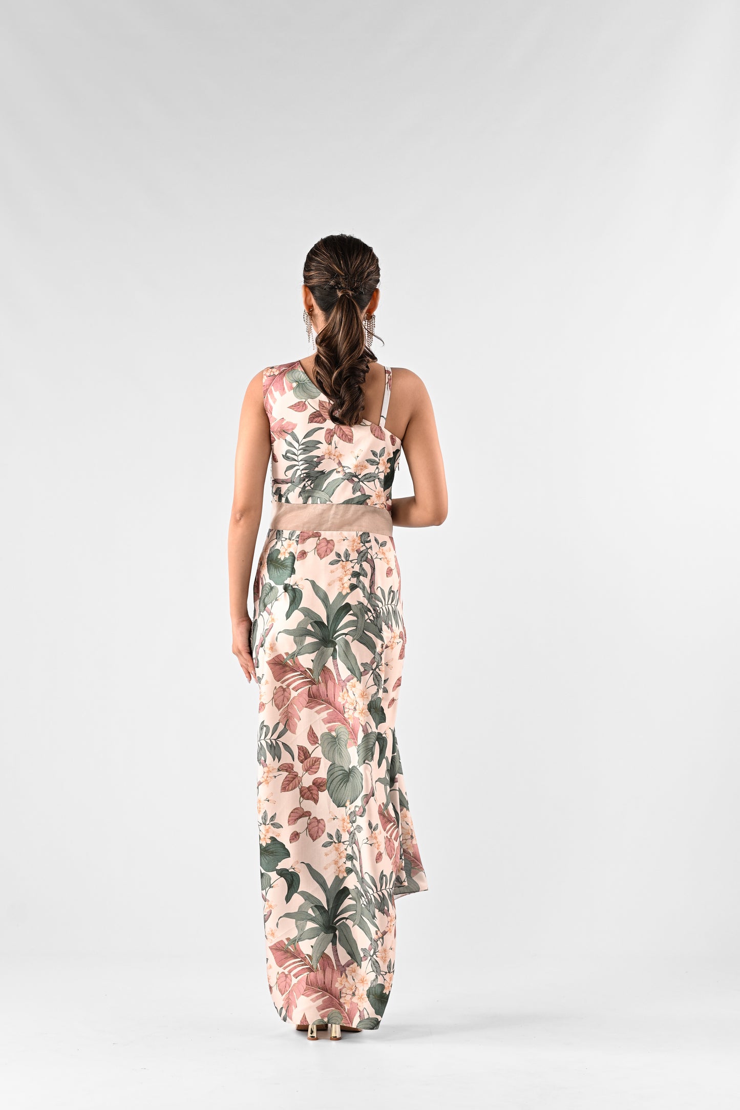 Embellished Tropical Printed Gown