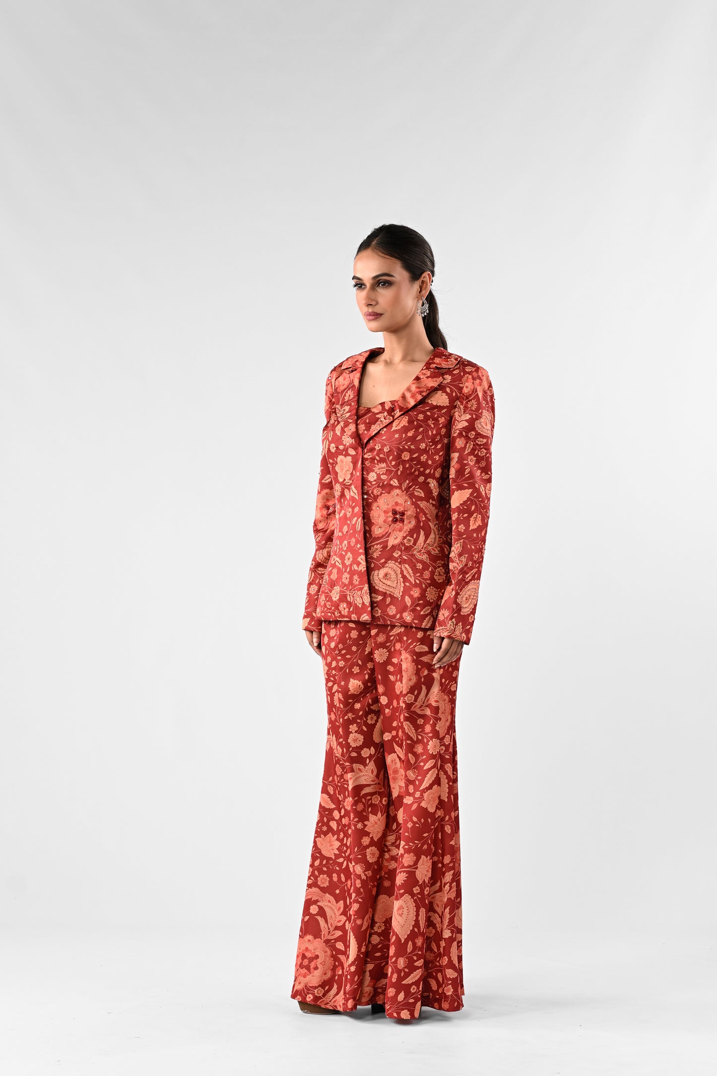 Embellished Printed Power Suit