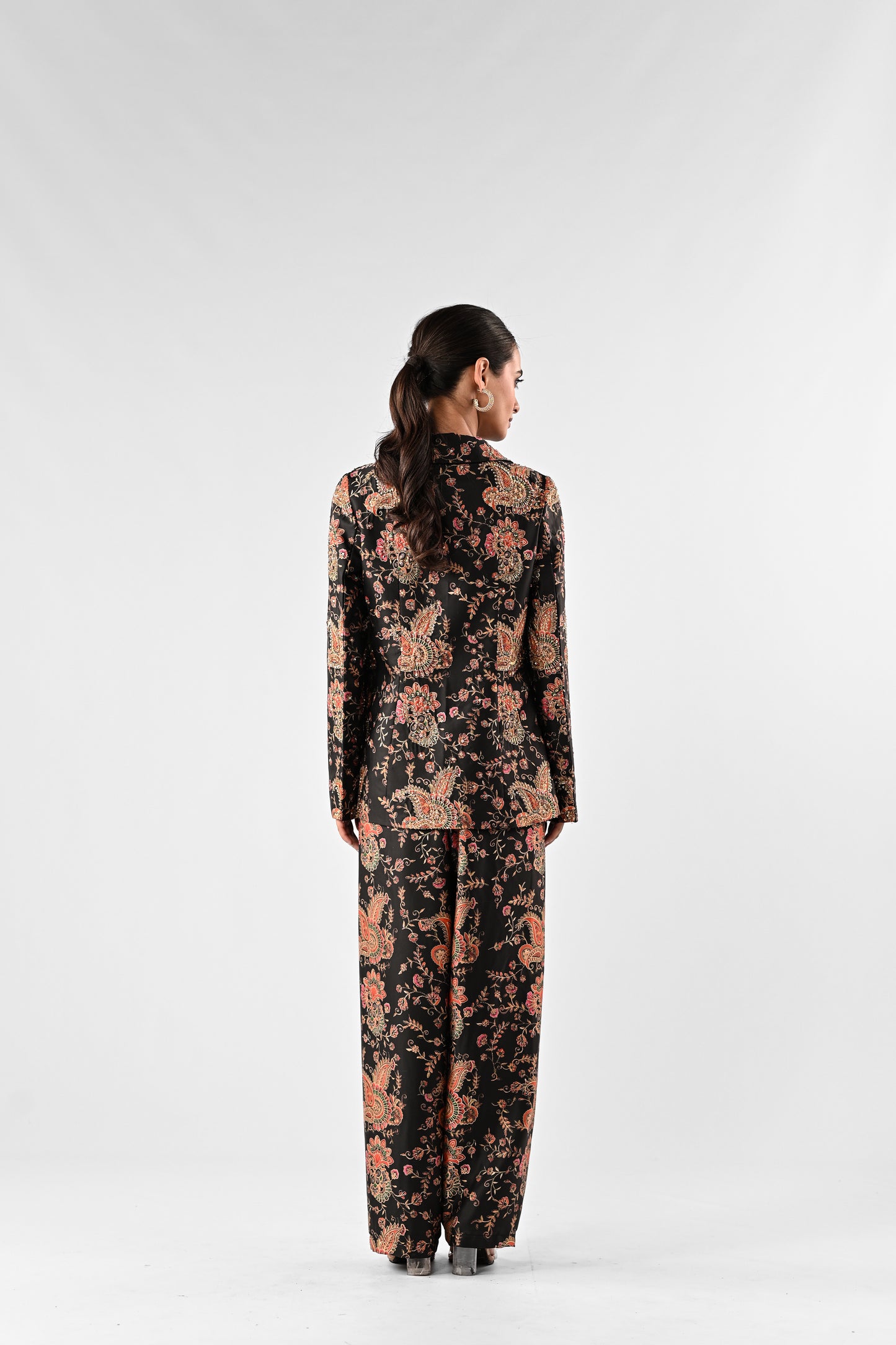 Foil Print Modal Satin Power Suit Set