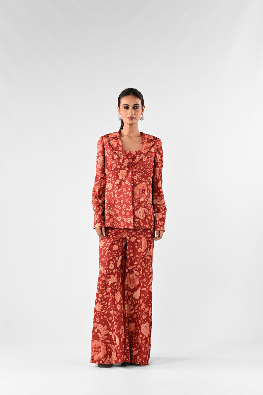 Embellished Printed Power Suit