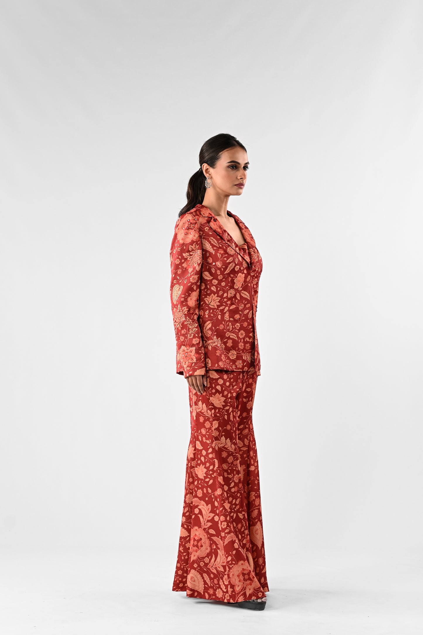 Embellished Printed Power Suit