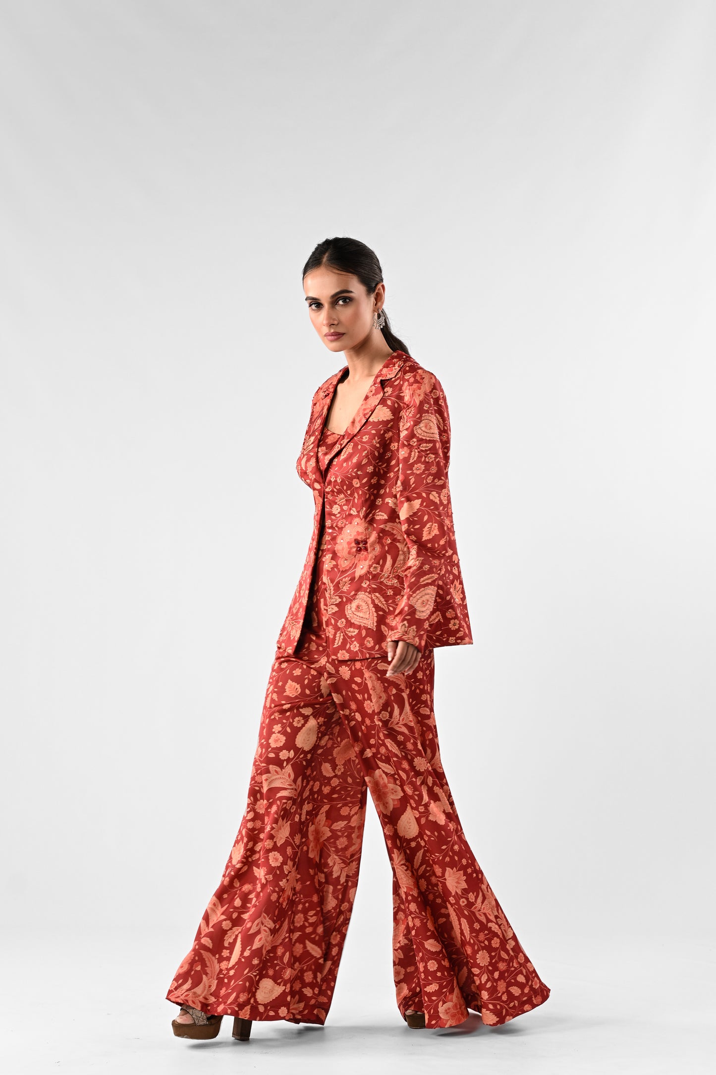Embellished Printed Power Suit
