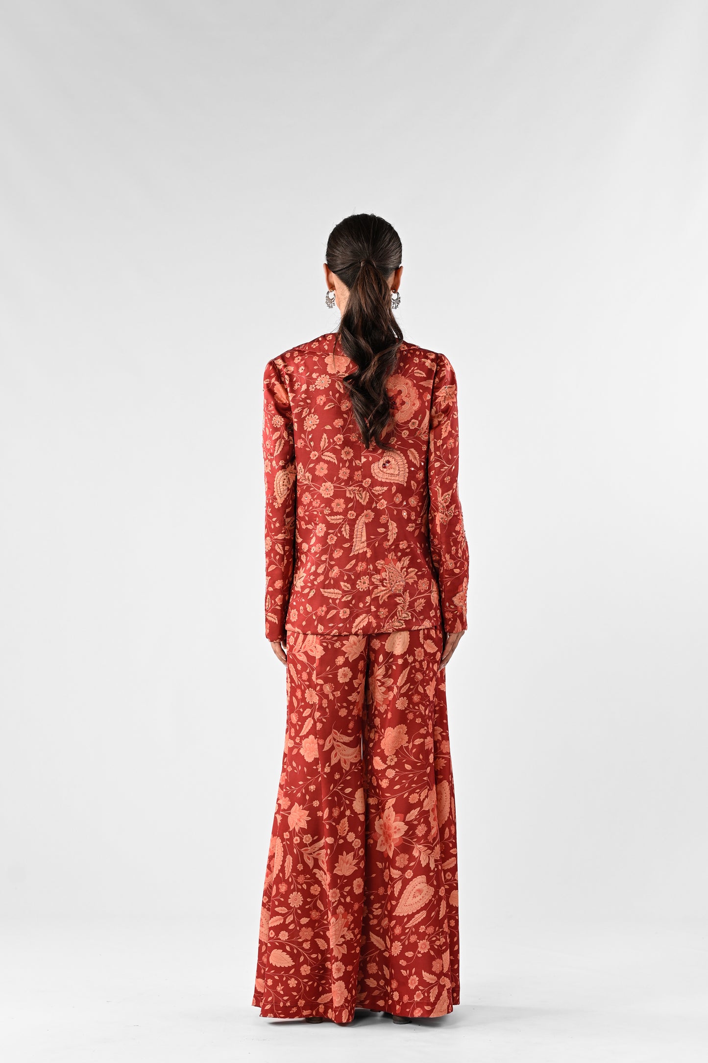 Embellished Printed Power Suit