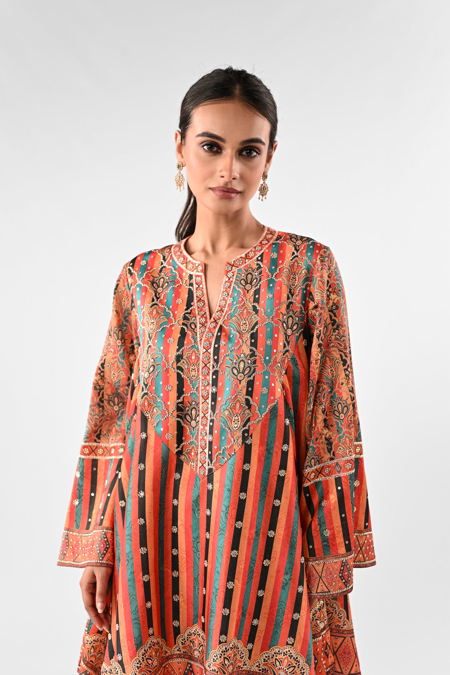 Festive Embellished Handkerchief Top with Dhoti Pants Set