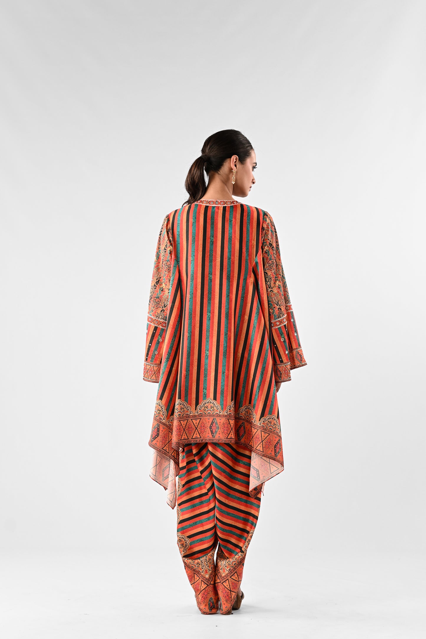 Festive Embellished Handkerchief Top with Dhoti Pants Set