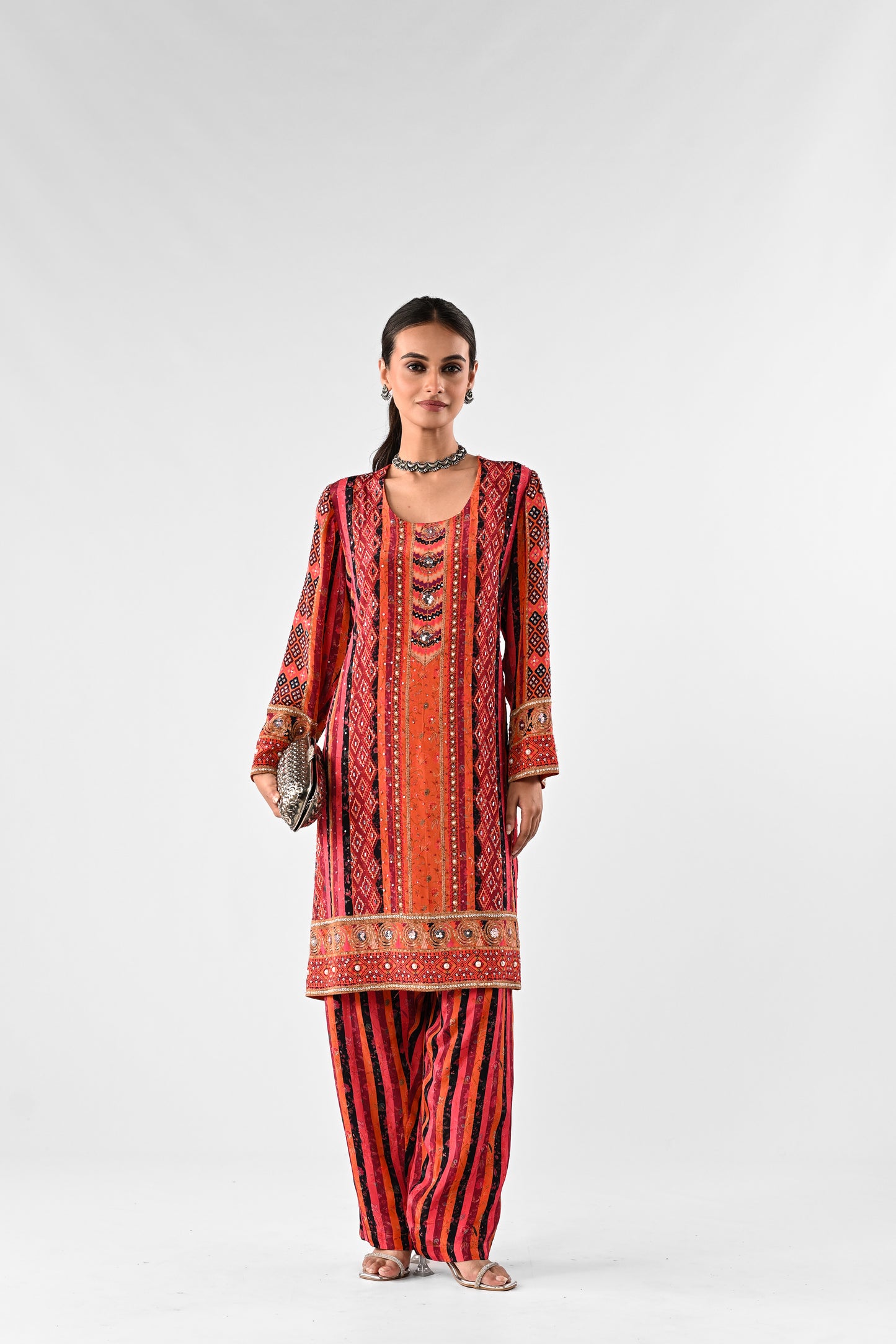 Embellished Printed Rayon Crepe Co-ord Set