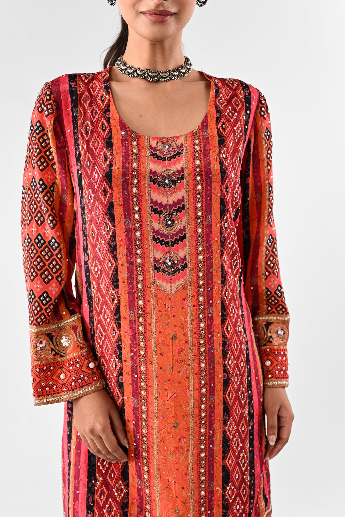 Embellished Printed Rayon Crepe Co-ord Set