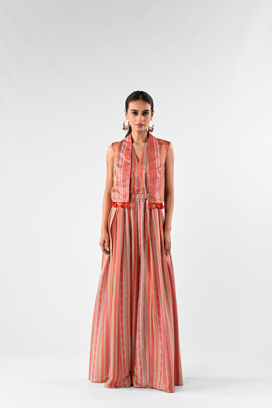 Linear Jumpsuit with Embellished Jacket