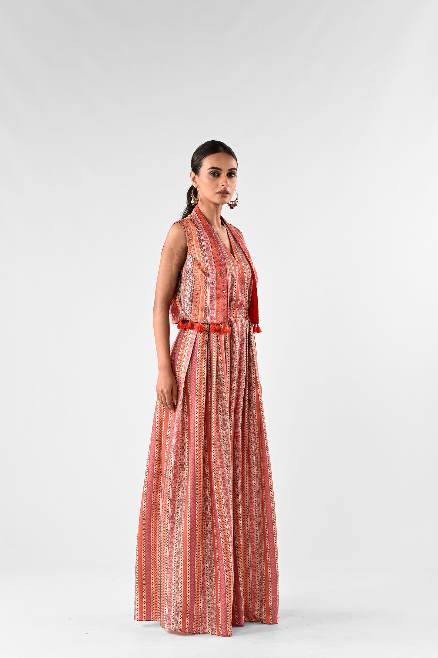 Linear Jumpsuit with Embellished Jacket