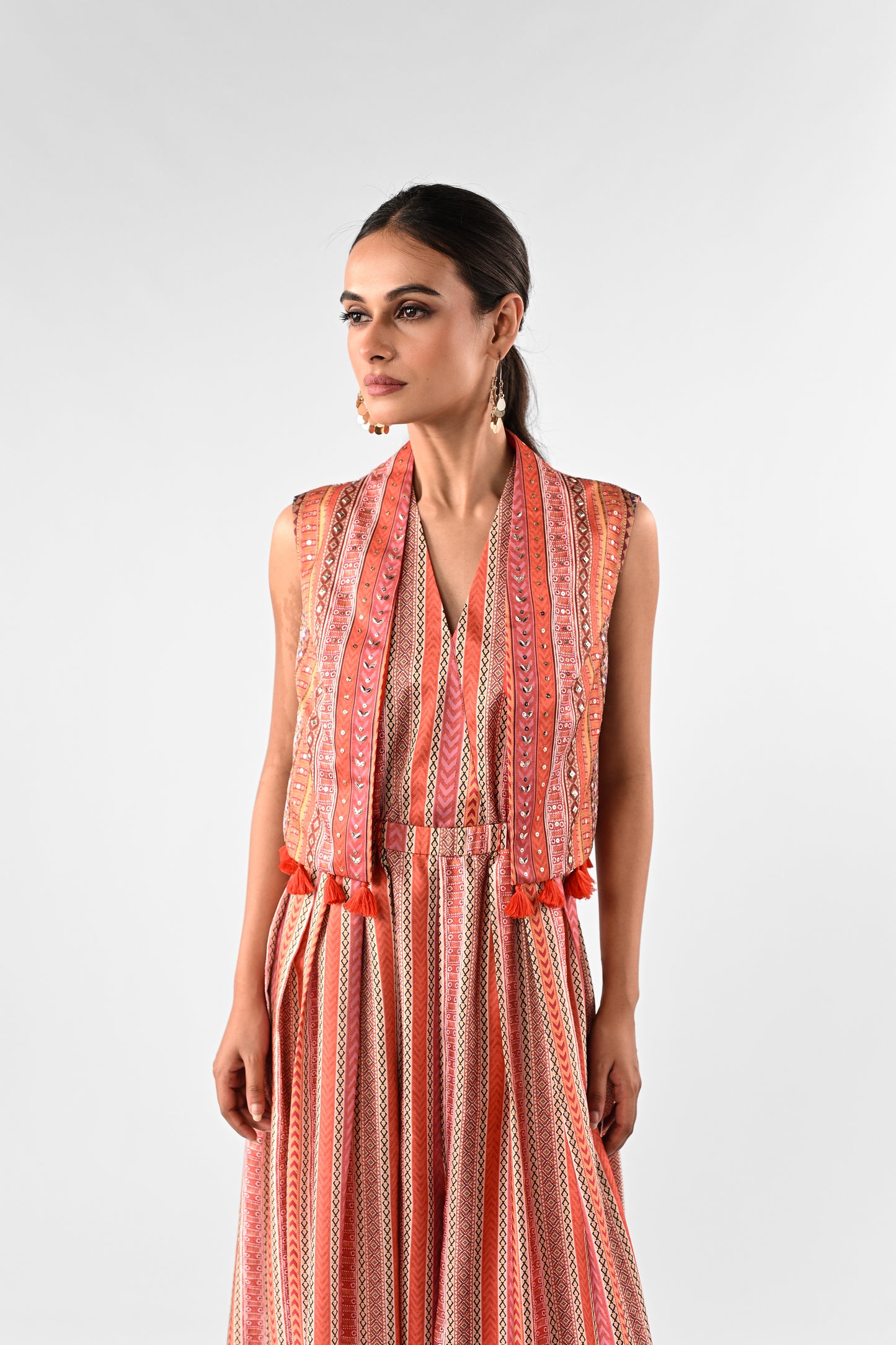 Linear Jumpsuit with Embellished Jacket