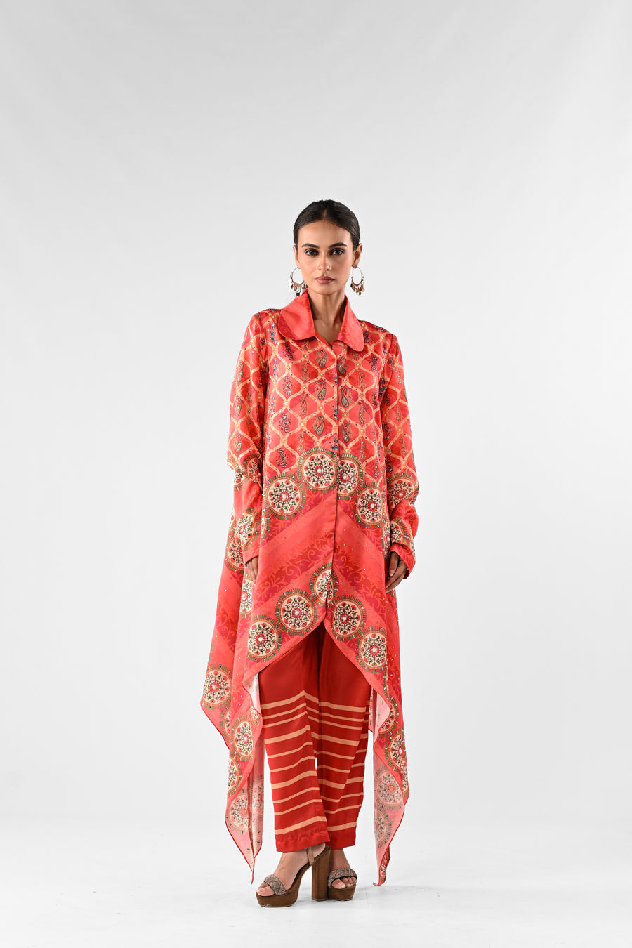 Embellished High-Low Shirt Co-ord Set